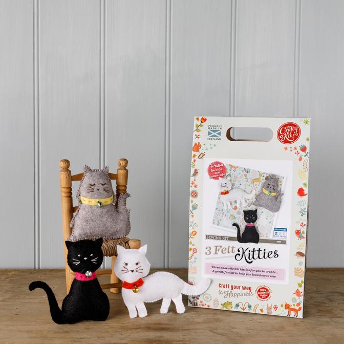 Three Felt Kitties Sewing Kit | The Craft Kit Company