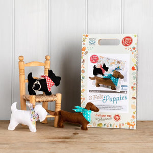 Three Felt Puppies Sewing Kit | The Craft Kit Company